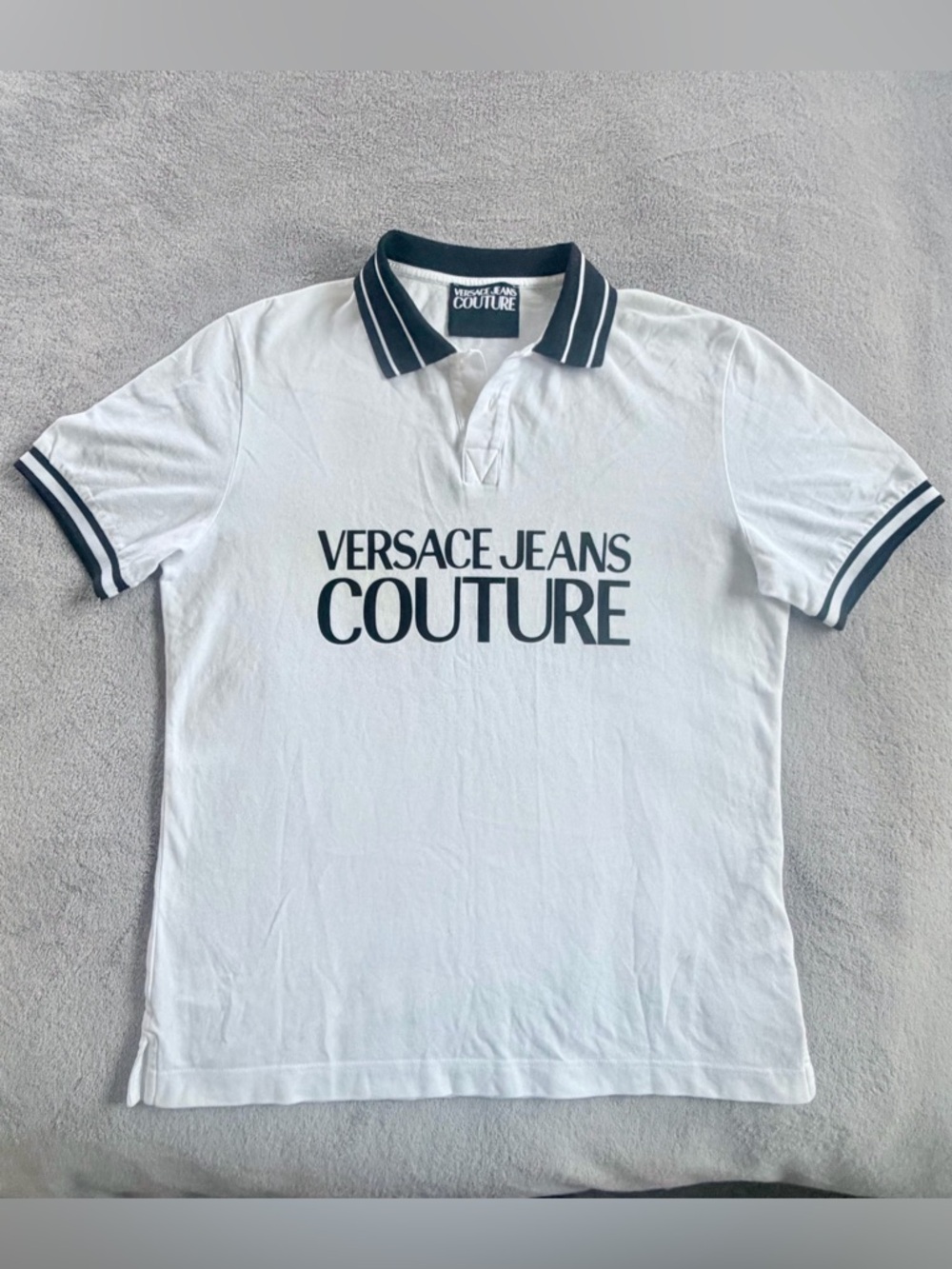 Versace Jeans Couture Men's White Black Logo Polo Shirt Size M